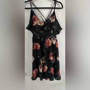 Casual short black xhilaration dress with flower print
